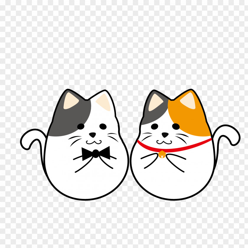 Vector Cartoon Pair Of Cats Whiskers Illustration PNG