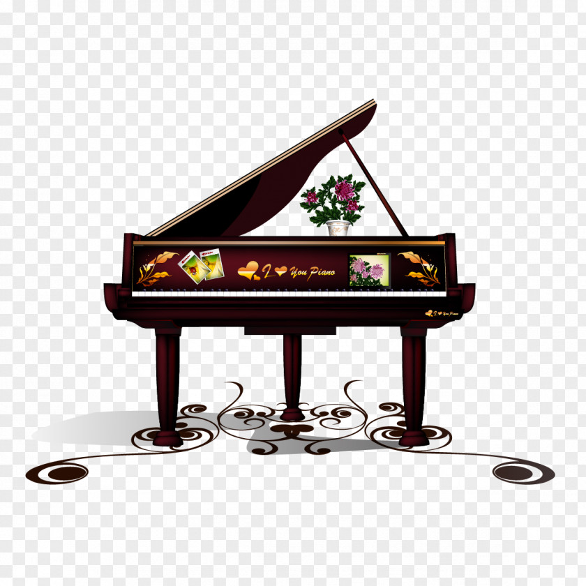 Vector Piano And Patterns Painting Download PNG