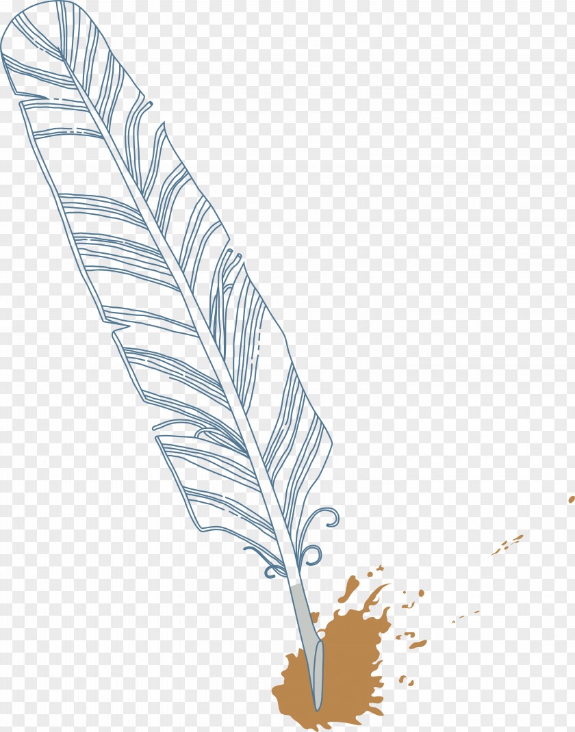 Hand Painted Quill Pen Paper Feather PNG