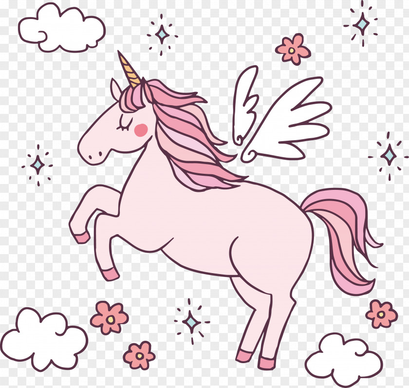 Pink Hand Painted Unicorn Pony Horse Pegasus PNG