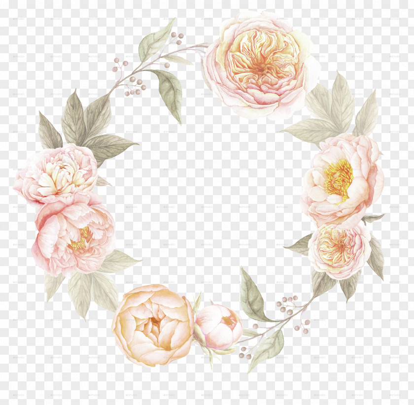 Watercolor Leaves Wedding Invitation Border Flowers Wreath Clip Art PNG