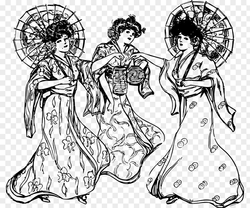 Woman Kimono Dress Japanese Clothing Clip Art PNG
