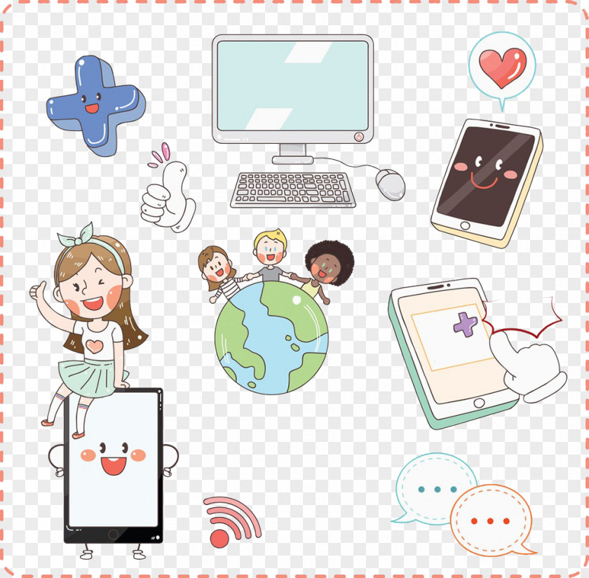 Computer And Cell Phone Earth Download Clip Art PNG