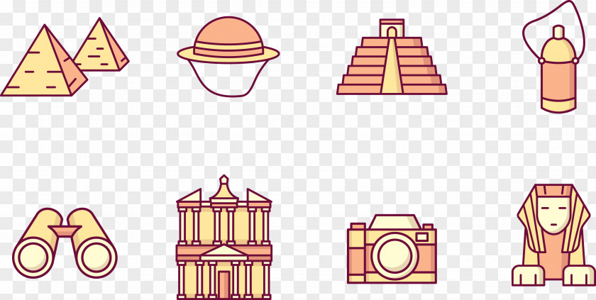 Egyptian Tourist Landmarks Pyramids Ancient Egypt Tourism Euclidean Vector PNG