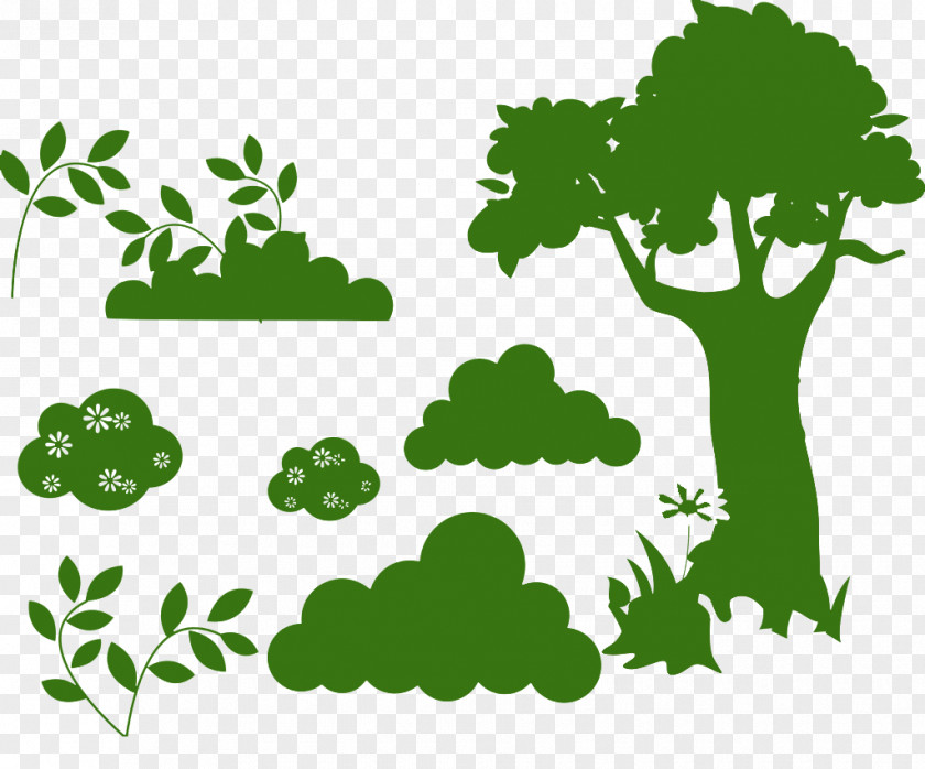 Green Background Decorative Plant Material Cartoon PNG