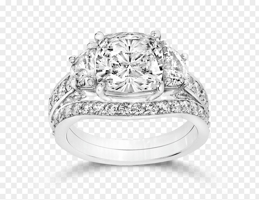 Half Moon Necklace 14K Wedding Ring Engagement Princess Cut Diamond PNG