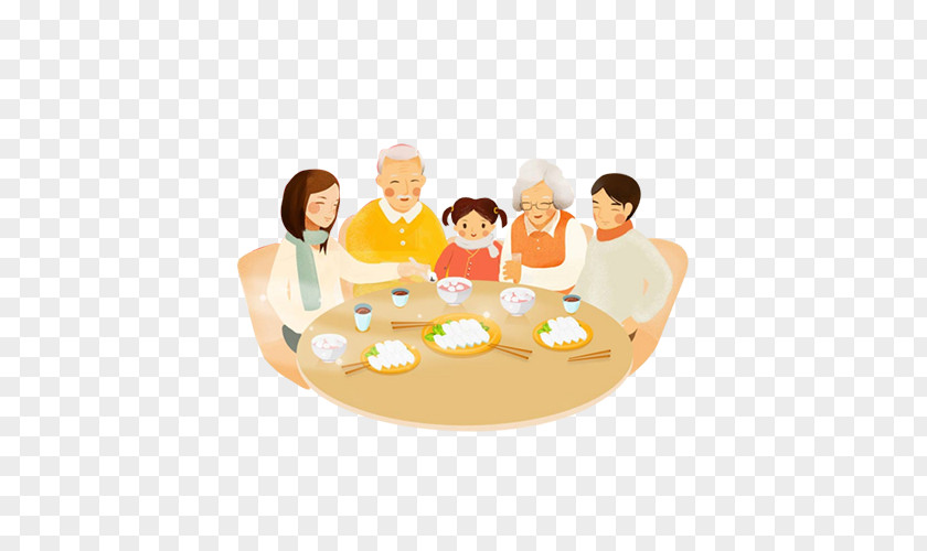 Family Reunion Cartoon Sina Weibo Chinese New Year Oudejaarsdag Van De Maankalender Dinner Eating PNG