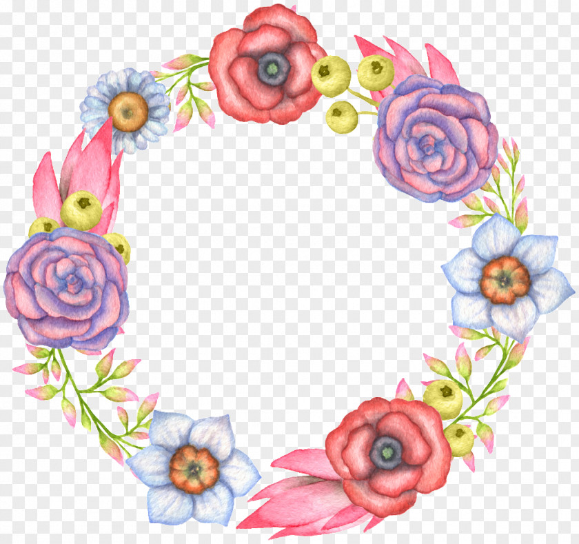 Biomarker Watercolor Floral Design Painting Image Wreath PNG