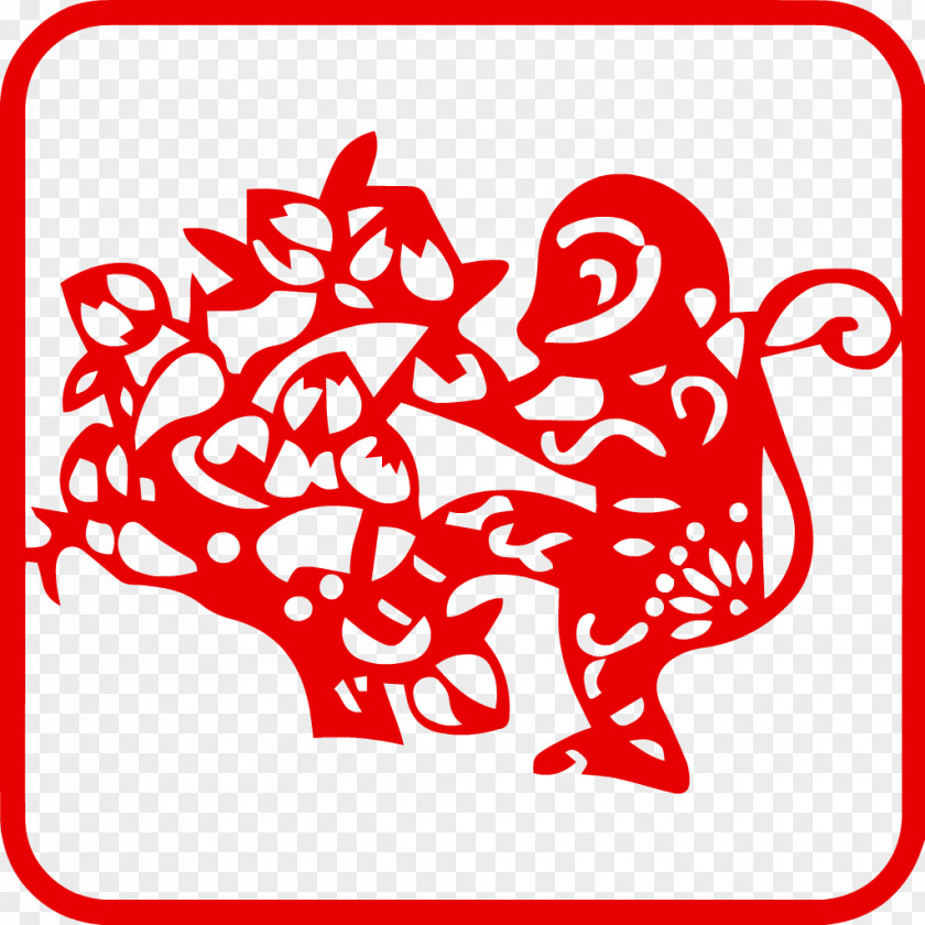 Chinese Style Dog Zodiac Monkey Papercutting PNG