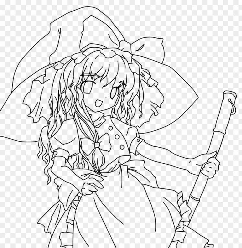 Marisa Kirisame Line Art Drawing Touhou Project Coloring Book PNG