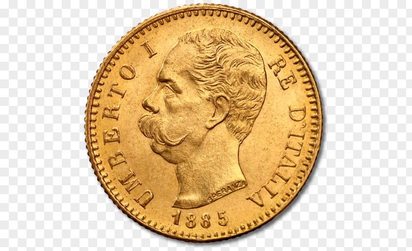 Coin Gold Italian Lira Franc PNG