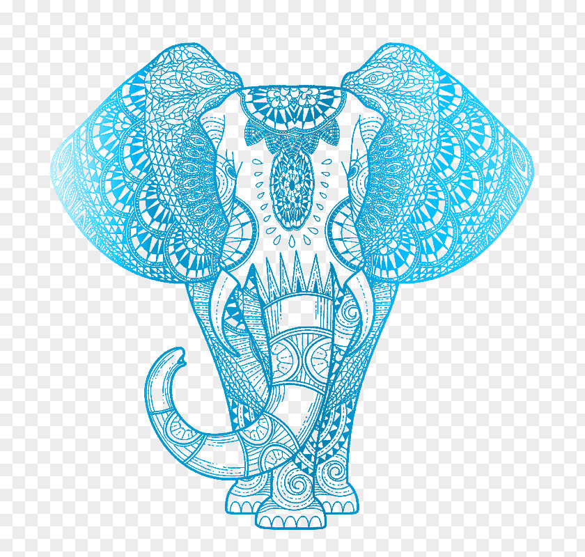 Elephants Coloring Book Mandala Adult Doodle PNG