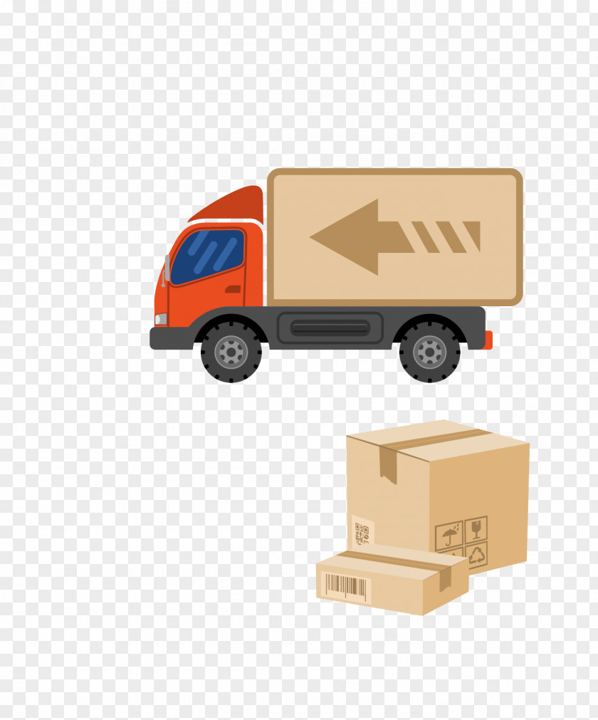 Vector Cartoon Logistics Truck Car Motor Vehicle Automotive Design PNG