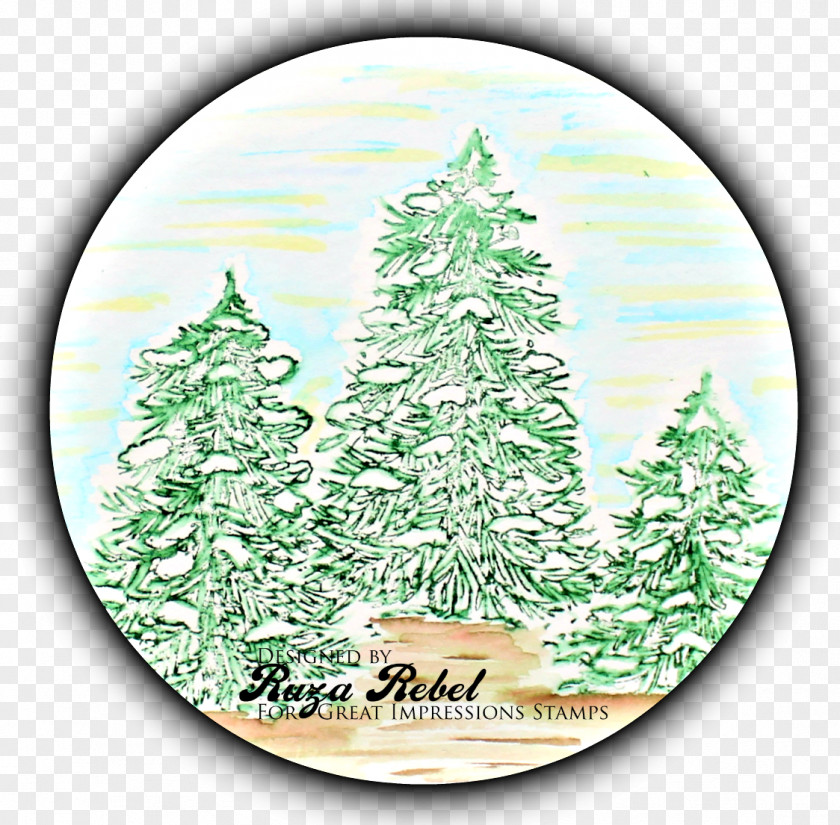 Watercolor Sky Spruce Fir Christmas Tree Decoration Ornament PNG