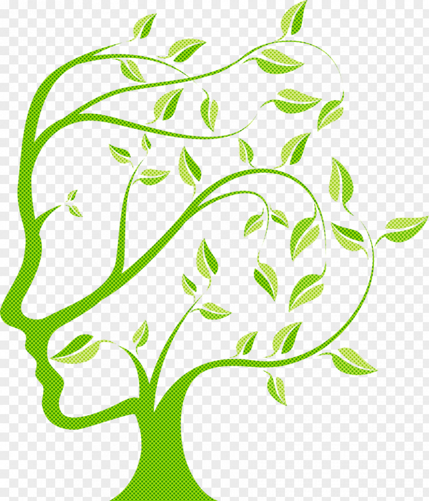 Green Leaf Plant Line Art Stem PNG