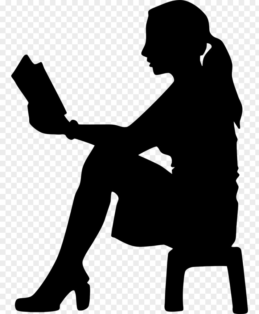 Sitting Lady Book Silhouette PNG