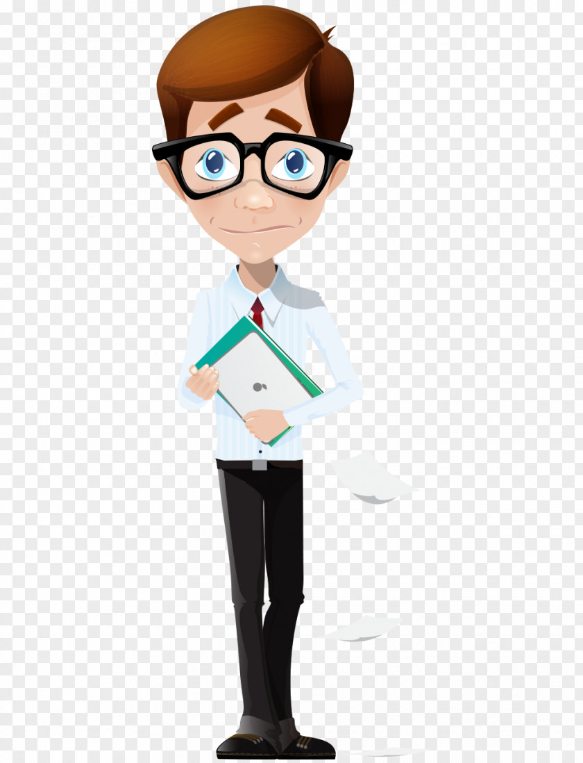 Cartoon Books In Hand-painted Glasses Middle-aged Business People Businessperson Flyer PNG
