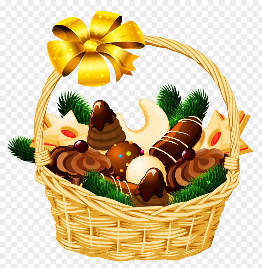 Holiday Christmas Basket Picture Gift Hamper Clip Art PNG