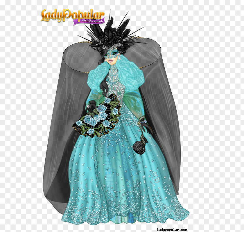 Venice Carnival Lady Popular Costume Design Outerwear Turquoise PNG