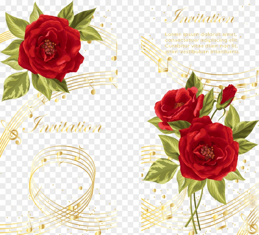 Vector European-style Roses And Notes Musical Note Rose Stock Photography PNG