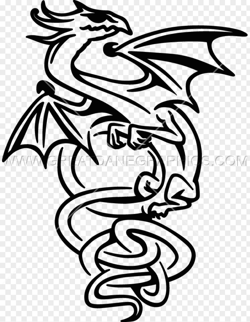 Tribal Dragon Printed T-shirt Line Art Printing Vinyl Cutter Clip PNG