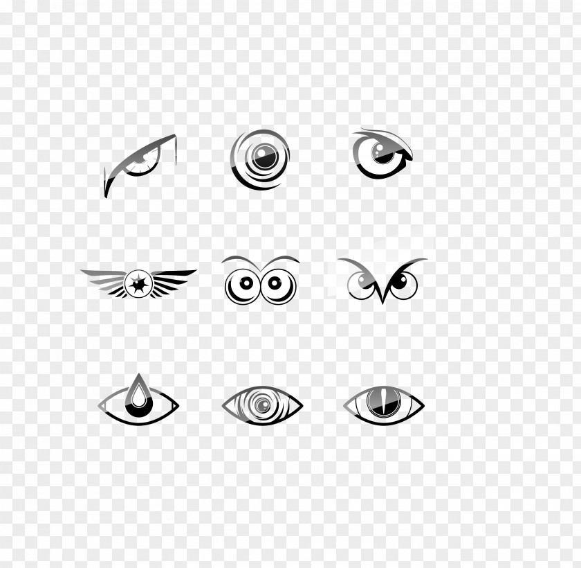 Vector Black Owl Eyes Nine Logo Eye PNG