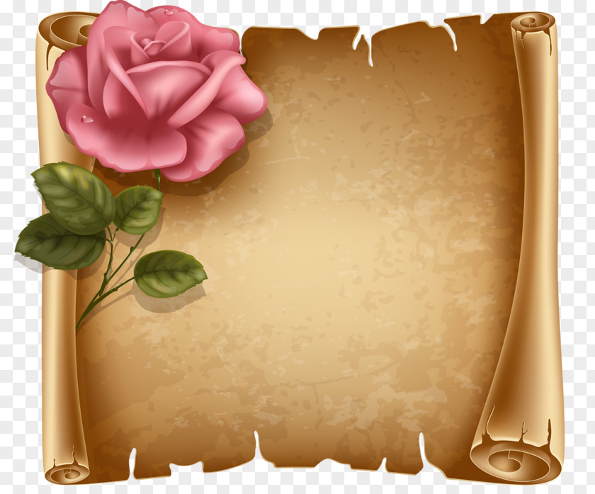 Flowers Background Paper Scroll Clip Art PNG