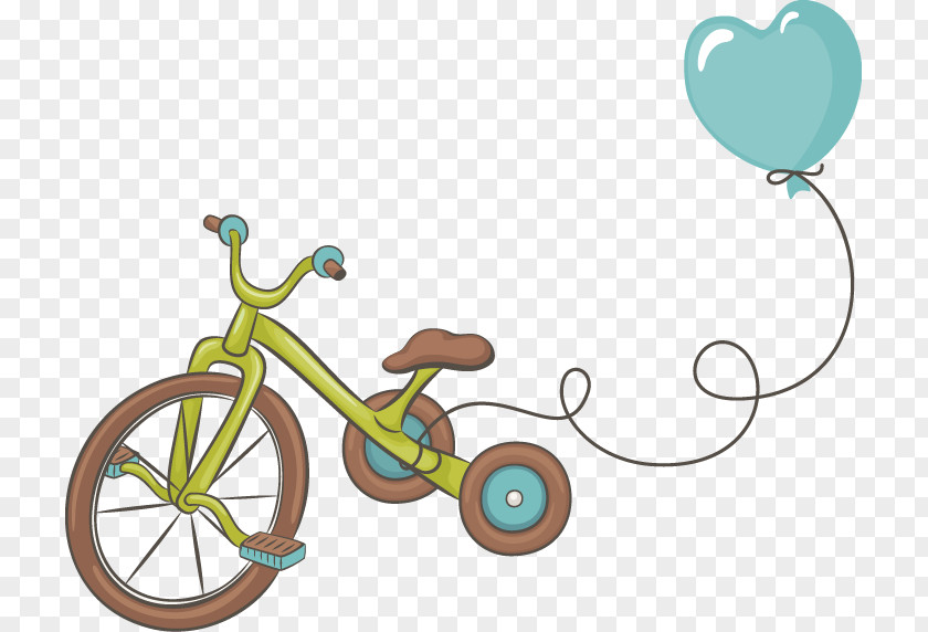 Hand-painted Children's Bicycles Balloon Pattern Cartoon PNG