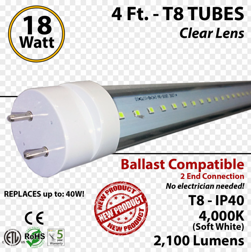 Light Lighting Electrical Ballast Fluorescent Lamp LED Tube PNG