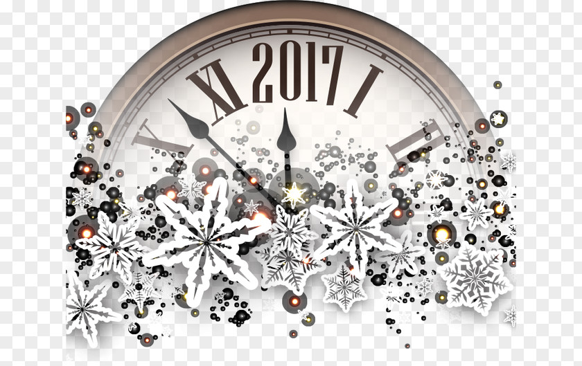 Watch Snowflakes Vector 2017 Clock Christmas Gift PNG