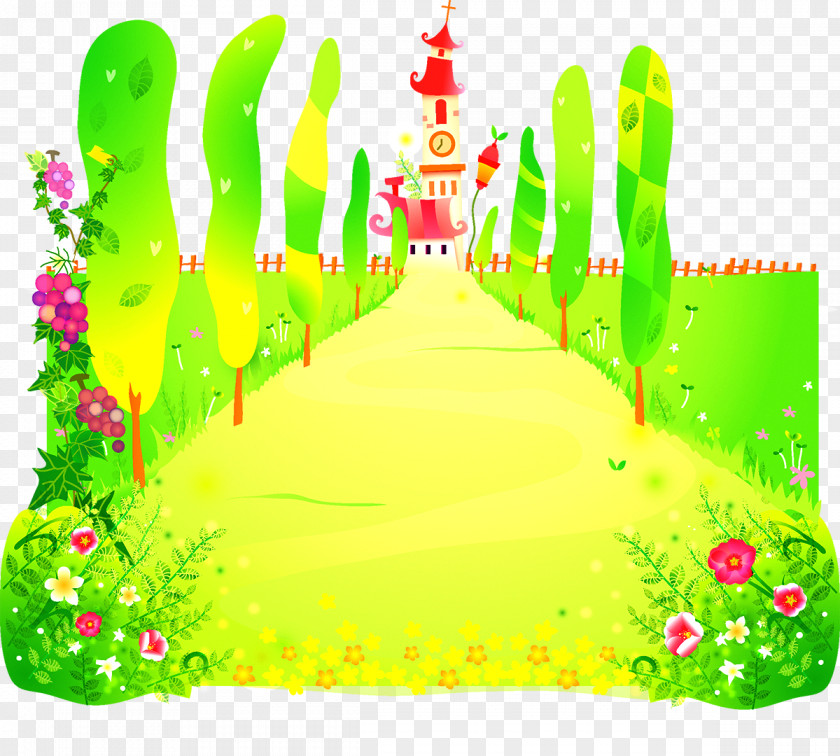 Country Road Cartoon Euclidean Vector Illustration PNG