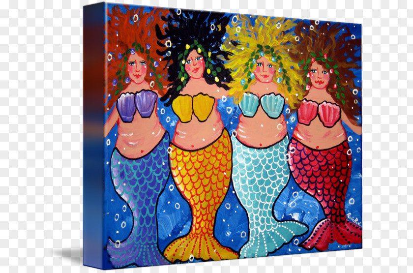 Mermaid Artist Painting Canvas Print PNG