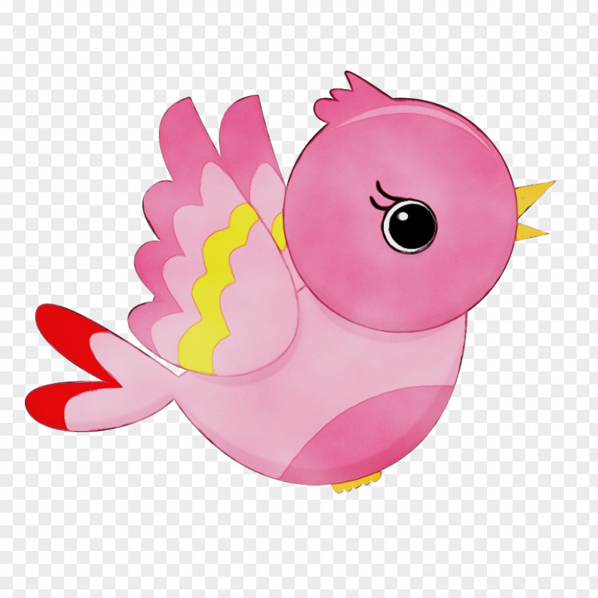 Pink Beak Watercolor Cartoon PNG