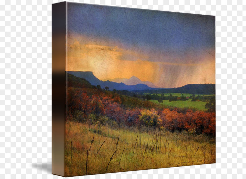 Valley With Rain Ute Mountain Mesa Verde National Park Painting Canvas Print PNG