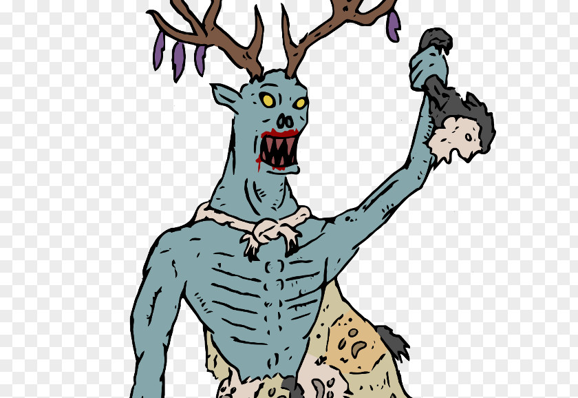Reindeer Wendigo Demon Skin-walker Monster PNG