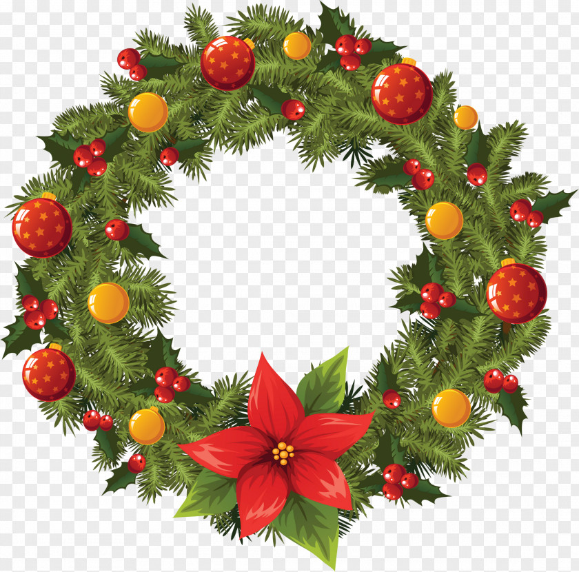 Christmas Wreath Ornament Garland Clip Art PNG
