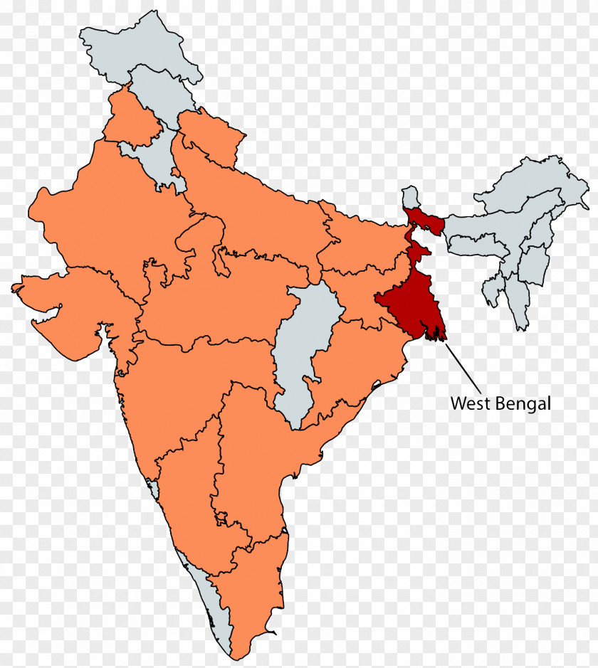India States And Territories Of SBI PO Exam · 2018 Map PNG