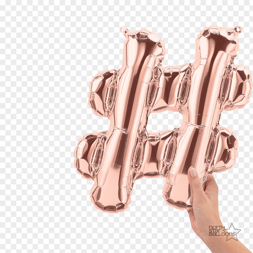 Balloon Gold Hashtag Party Birthday PNG