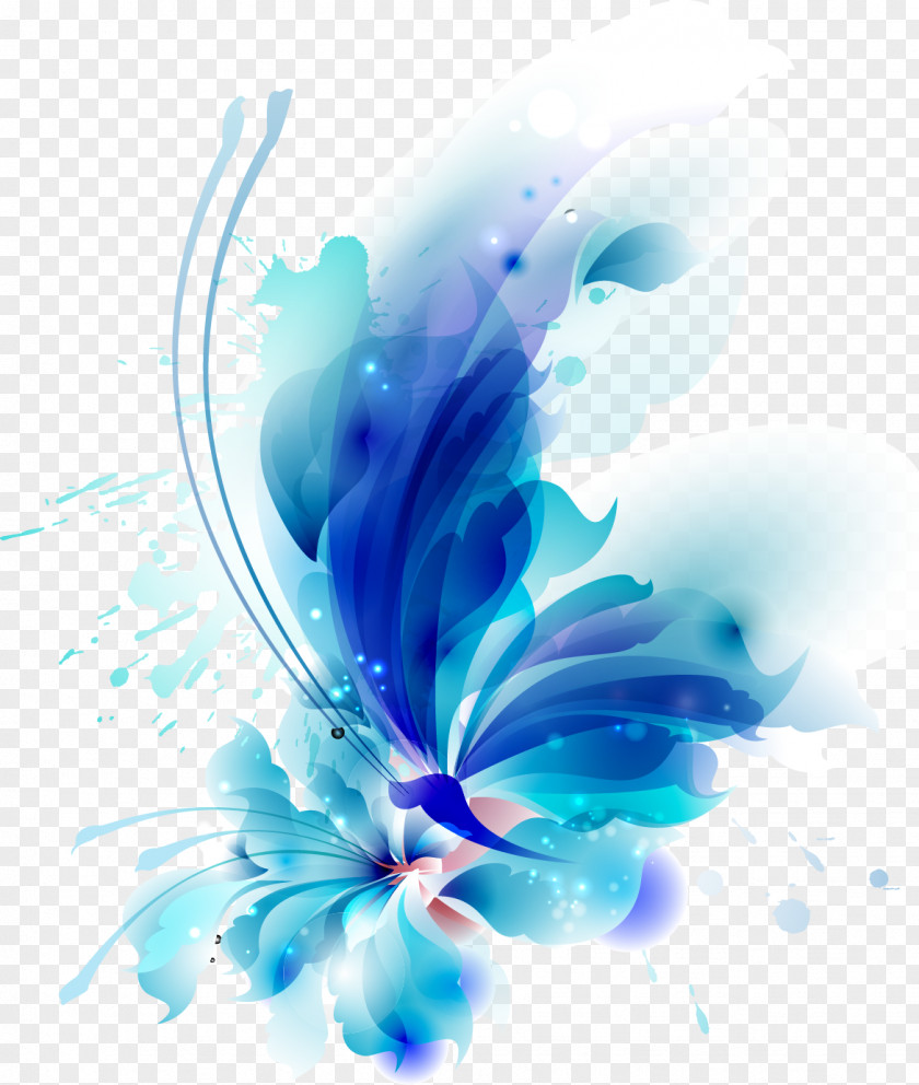 Blue Dream Flower Butterfly PNG
