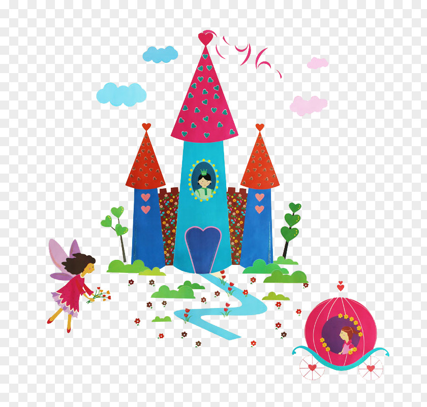 Cartoon Fairy Castle Wall Child Sticker PNG