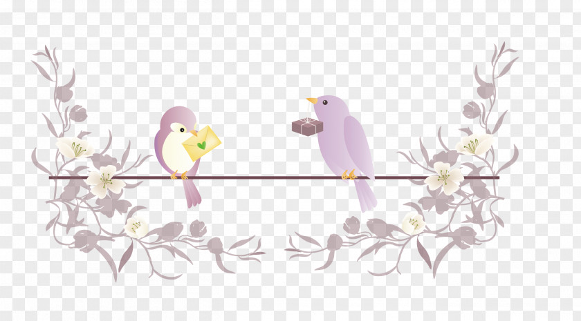 Two Birds Courtship Creative Euclidean Vector Wallpaper PNG