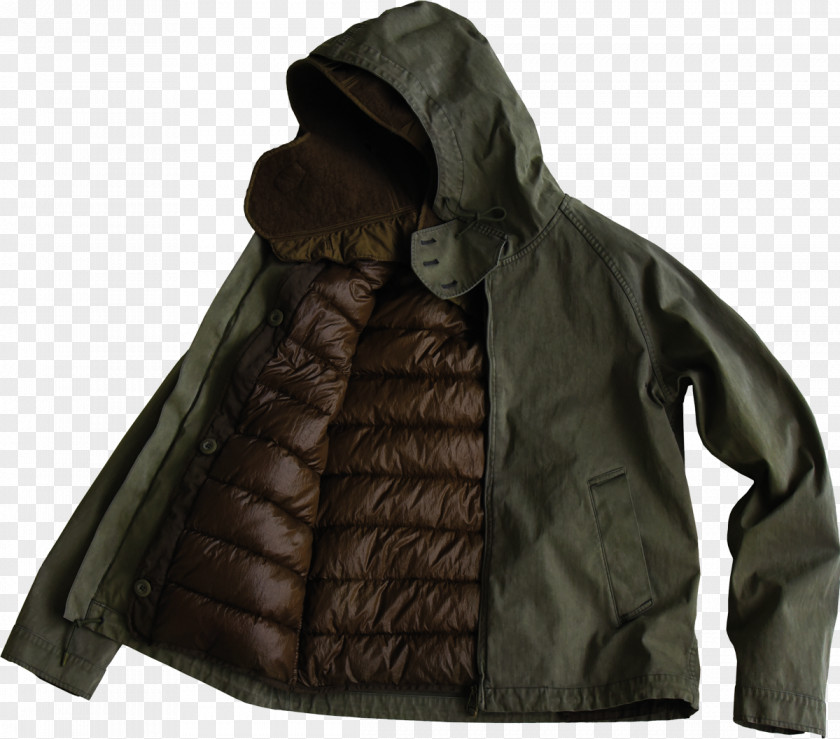 Nylon Jacket With Hood Leather M Fur PNG