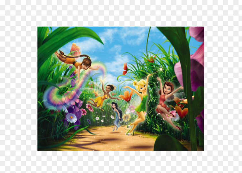 Meadows Disney Fairies Tinker Bell Pixie Hollow Mural Wallpaper PNG