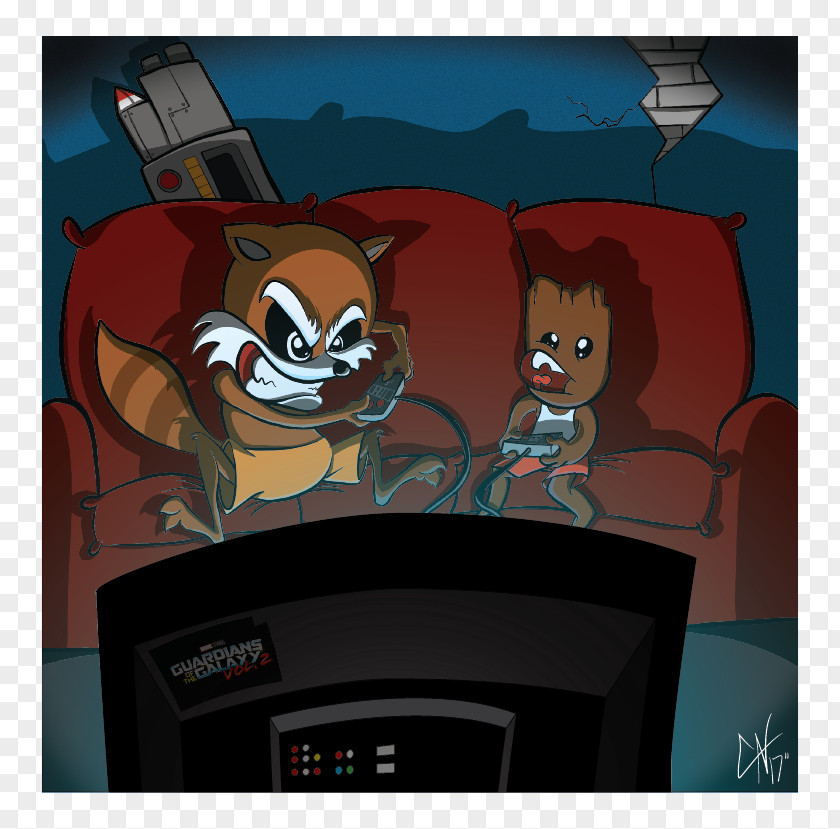 Rocket Raccoon Groot Graphic Design Digital Illustration PNG