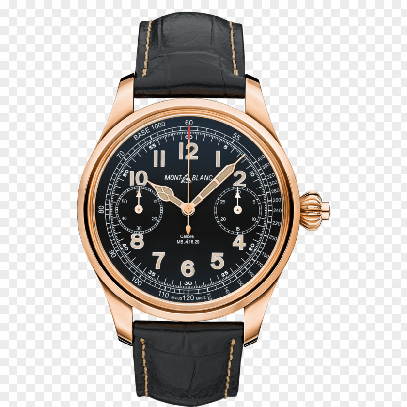 Montblanc Watches Mechanical Black And Gold Male Table Chronograph Tachymeter Watch Movement PNG