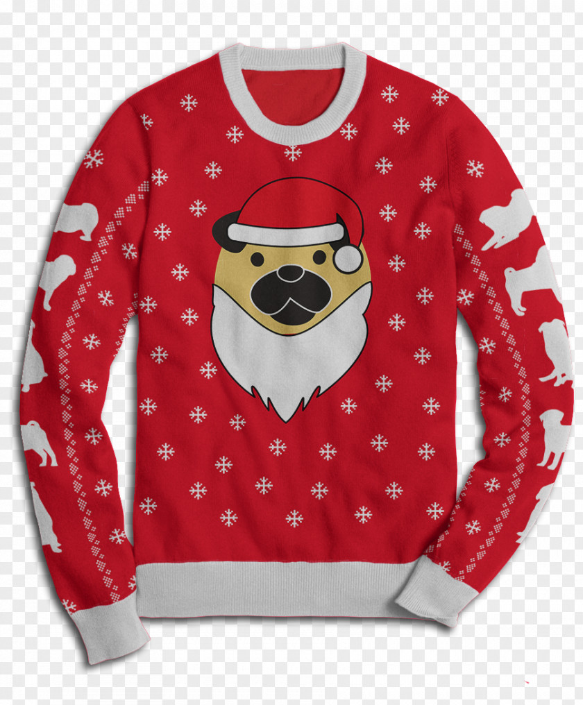 Santa Pug Hoodie T-shirt Sweater Clothing Bluza PNG