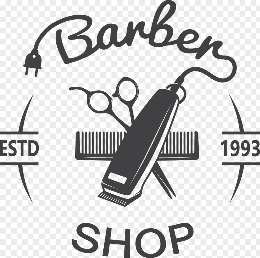 Barber Shop Sign Hair Clipper Comb Hairstyle Hairdresser PNG