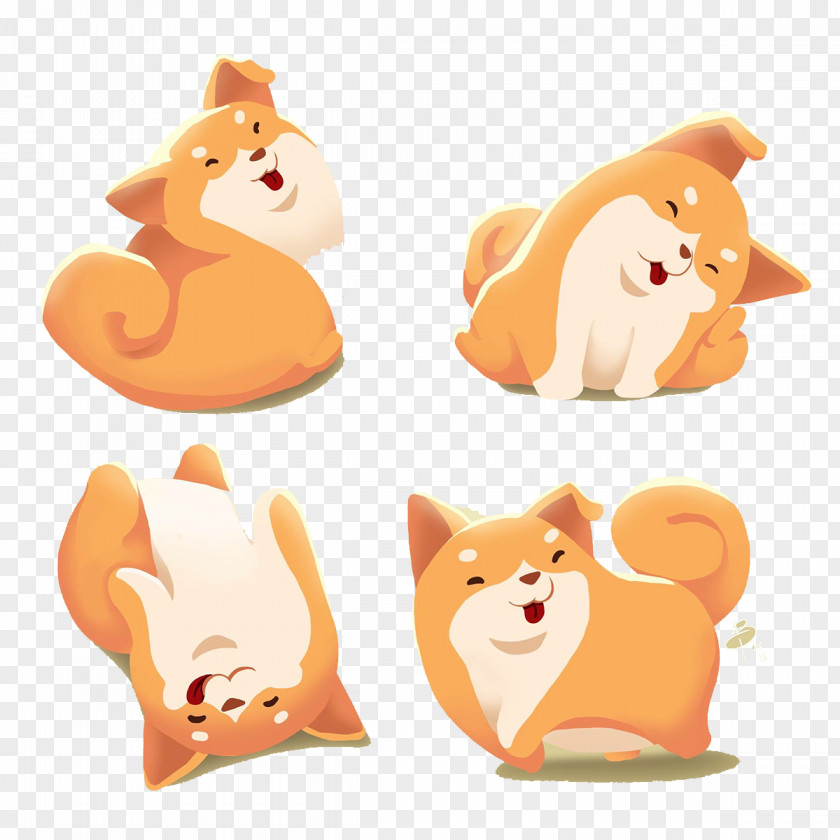 Cute Chubby Fat Dog Cartoon Illustration PNG