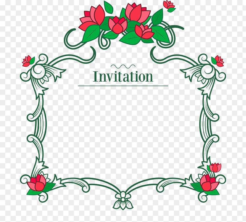 Red Vine Flower Invitation Card Euclidean Vector PNG