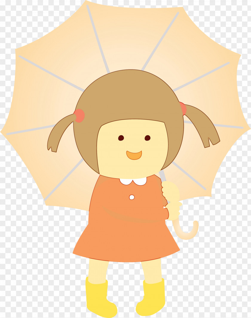 Cartoon Character Yellow Umbrella Male PNG